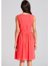 Coral Chiffon Black Lace Boat Neckline Short Prom Dress